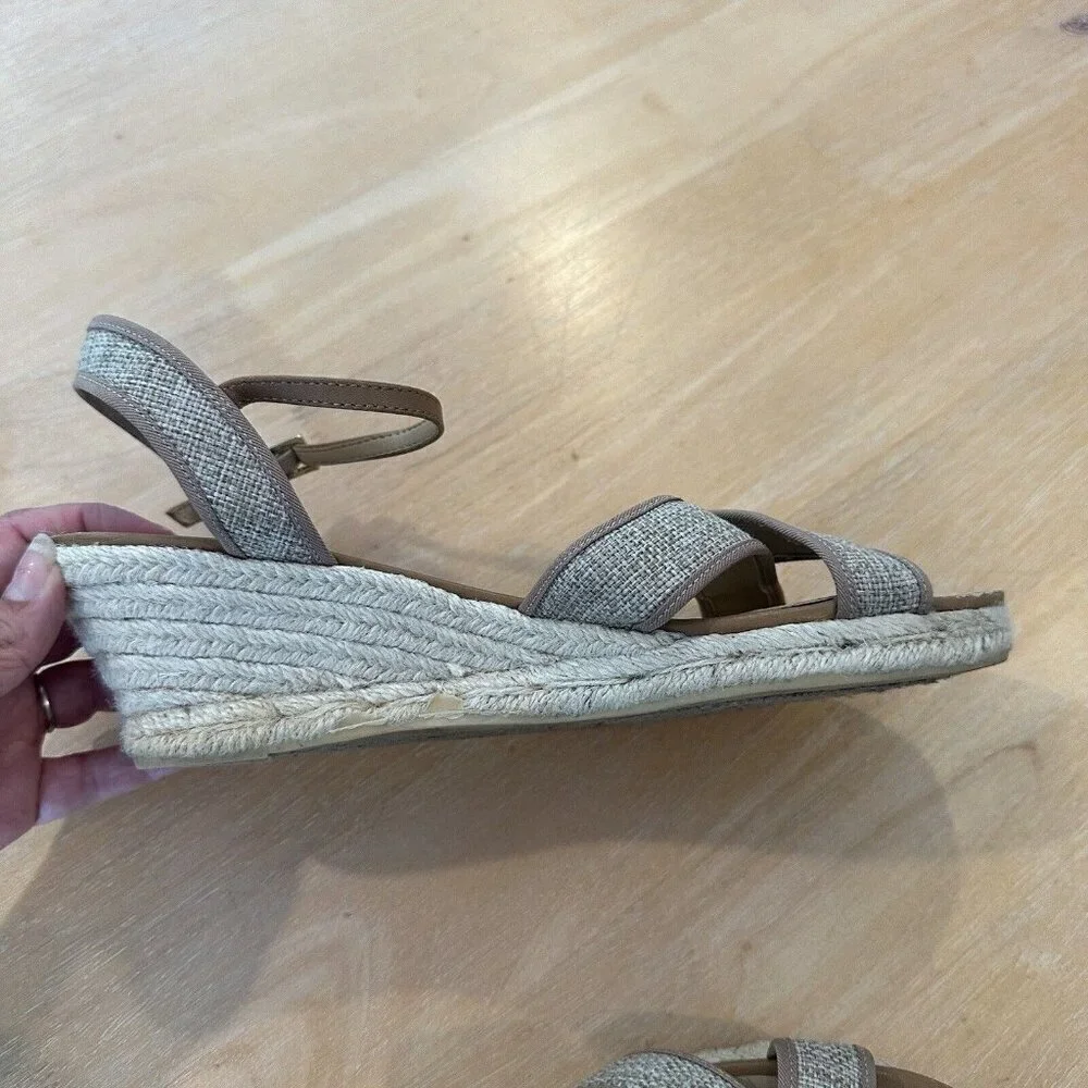 Talbots Espadrille Wedge Sandals Womens Tan Open Toe Strap Shoes‎ Sz 11